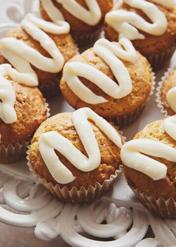 carrot muffins with decadent cream cheese icing