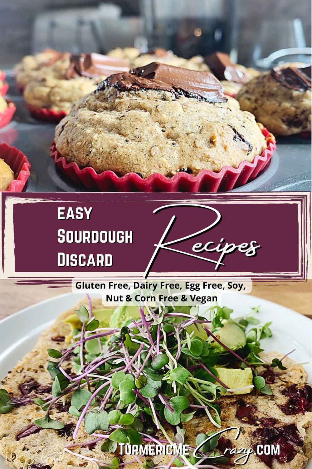 These easy sourdough discard recipes will ensure you have zero waste while making and maintaining your sourdough starter! From quick flatbreads, to fluffy & moist banana muffins, you'll have tons of ideas of what to do with the sourdough discard! gluten free sourdough discard recipes, sourdough discard recipes, easy sourdough discard recipes, zero waste sourdough discard