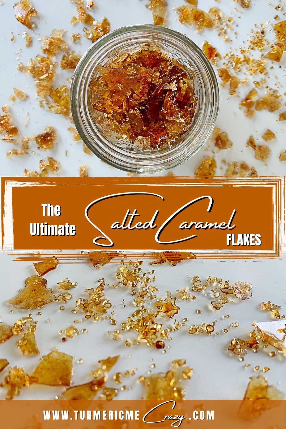 This quick & easy recipe - Ultimate Salted Caramel Flakes are crunchy with the perfect mix of sweet & salty, you'll love these tasty treats! salted caramel sprinkles, caramel, caramel candy, 2 ingredient candy, natural candy sprinkles
