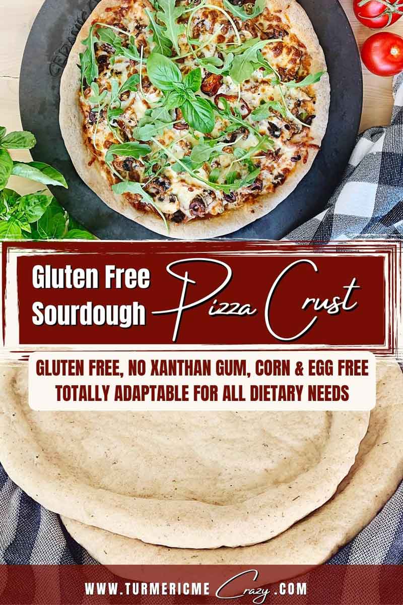 This delightfully delicious Gluten Free Sourdough Pizza is totally customizable for you so that hopefully no matter what your dietary needs are you can find a way to eat pizza again! This easy gluten free sourdough pizza crust is just perfect for Friday night pizza night! Or who are we kidding, pizza night any night really! If you miss having pizza now that you’ve gone gluten free, you’ll love this new addition to our sourdough recipes! vegan pizza, dairy free pizza dough, gluten free dairy free, egg free gluten free pizza, gluten free recipes, gluten free dinner