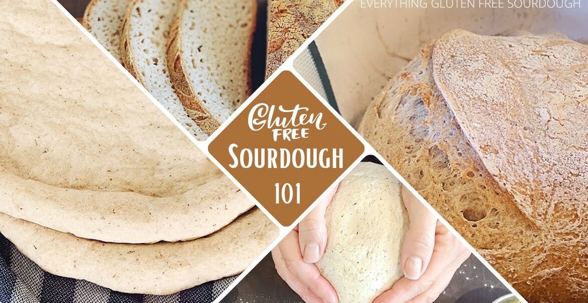 This Gluten Free Sourdough 101 Guide is everything you need to make incredible gluten free sourdough bread! From making your own gluten free sourdough starter from scratch, to maintaining a sourdough starter, to baking artisan gluten free sourdough bread, gluten free pizza crust, gluten free sourdough bagels, muffins & much more! Includes step by step videos that take you through how to make a gluten free sourdough bread loaf the easy way! Each part of the recipe is broken down into easy steps. You can then use this as a guide to not only follow other recipes and sourdough formulas but also create your own variations!Gluten Free Bread, gluten free sourdough bread, sourdough recipe