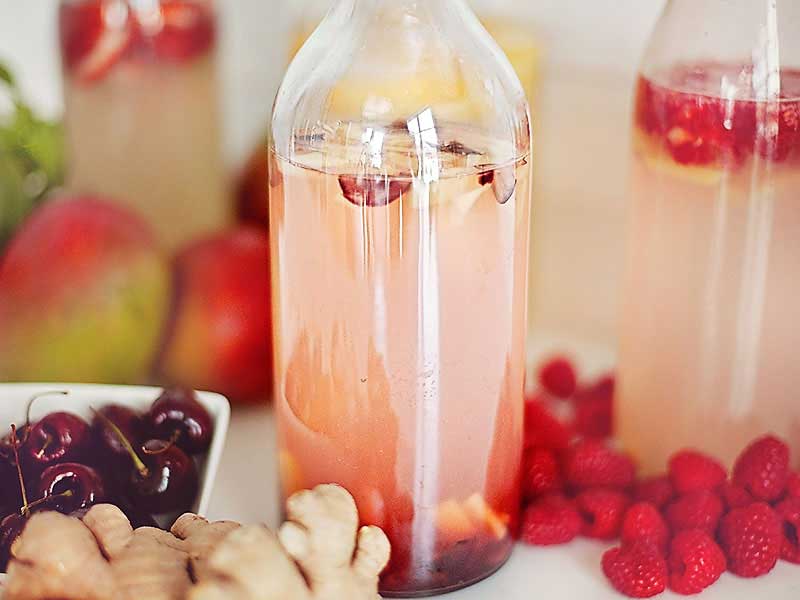 Cherry & Ginger - a delicious option for flavouring your kefir! How to make Water Kefir - Nature's Probiotic. Healthy gut, probiotic drink, natural probiotic, gut health!