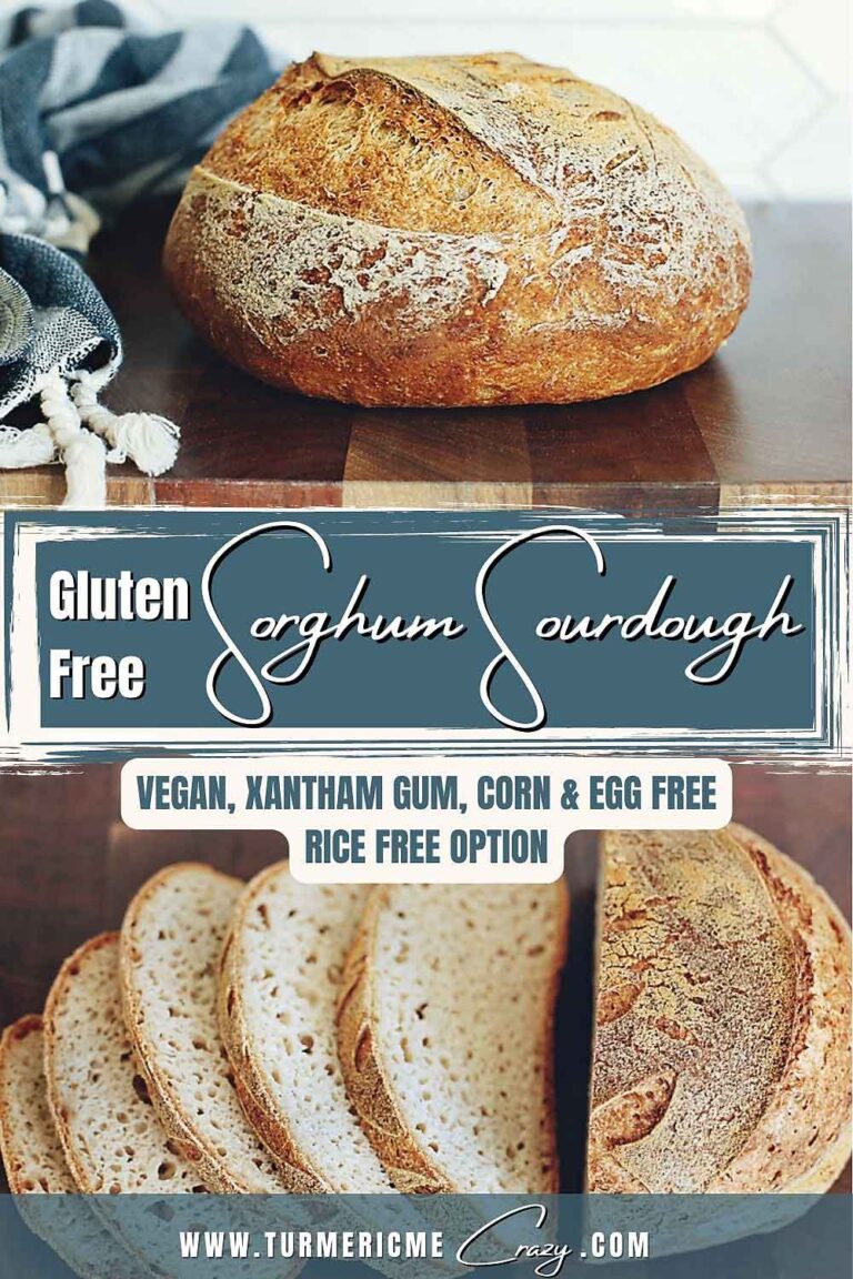 This simple Sorghum Flour Sourdough Bread Recipe is free of most common allergens & is vegan! It is super easy to make and includes a timeline to help guide you along the way! Even make it RICE FREE Sourdough with my easy substitutions. Gluten free sorghum sourdough, gluten free sourdough, sorghum flour recipe, sorghum flour bread, gluten free baking
