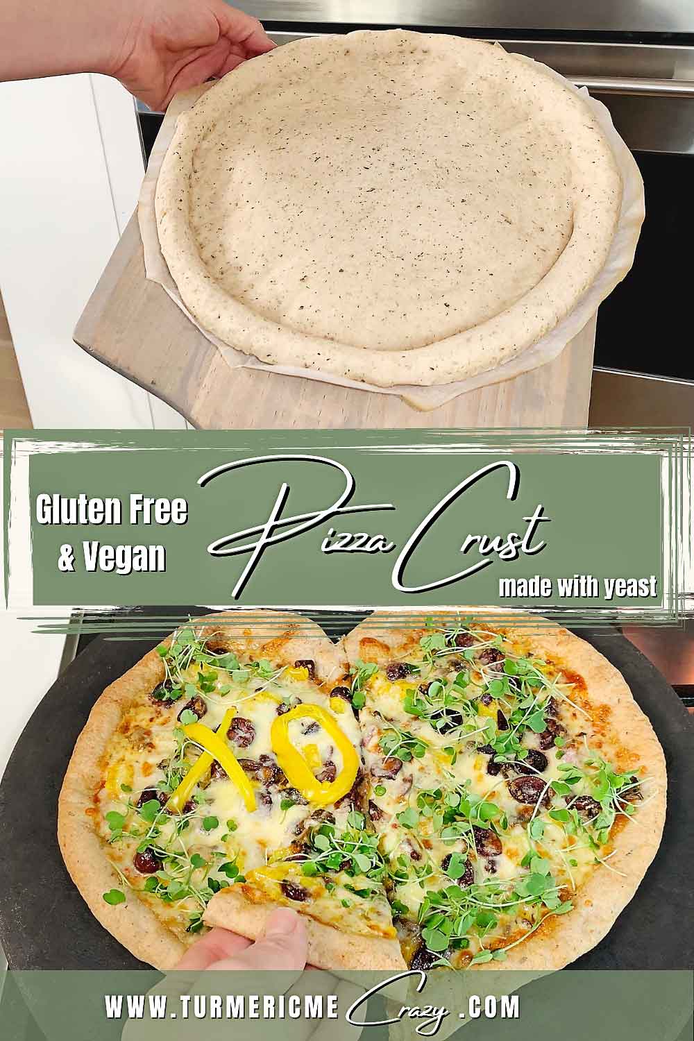 This delightfully delicious Gluten Free Vegan Pizza Crust is totally customizable for you so that hopefully no matter what your dietary needs are you can find a way to eat pizza again! This easy gluten free pizza crust is just perfect for Friday night pizza night! Or who are we kidding, pizza night any night really! If you miss having pizza now that you've gone gluten free, you'll love this new addition to our gluten free & vegan recipes! gluten free pizza crust, gf pizza, gf pizza crust, gluten free & vegan