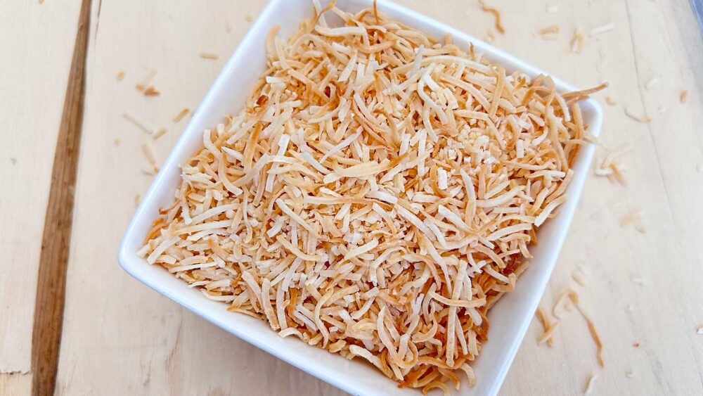 Easily improve the flavour of any dish that calls for coconut by toasting your coconut! It will not only dramatically improve the flavour making it more nutty & sweet, but creates a slightly crispy texture that is to die for! use this toasted coconut to make your own coconut milk, coconut cream, dried coconut milk (aka coconut powder) & coconut flour!