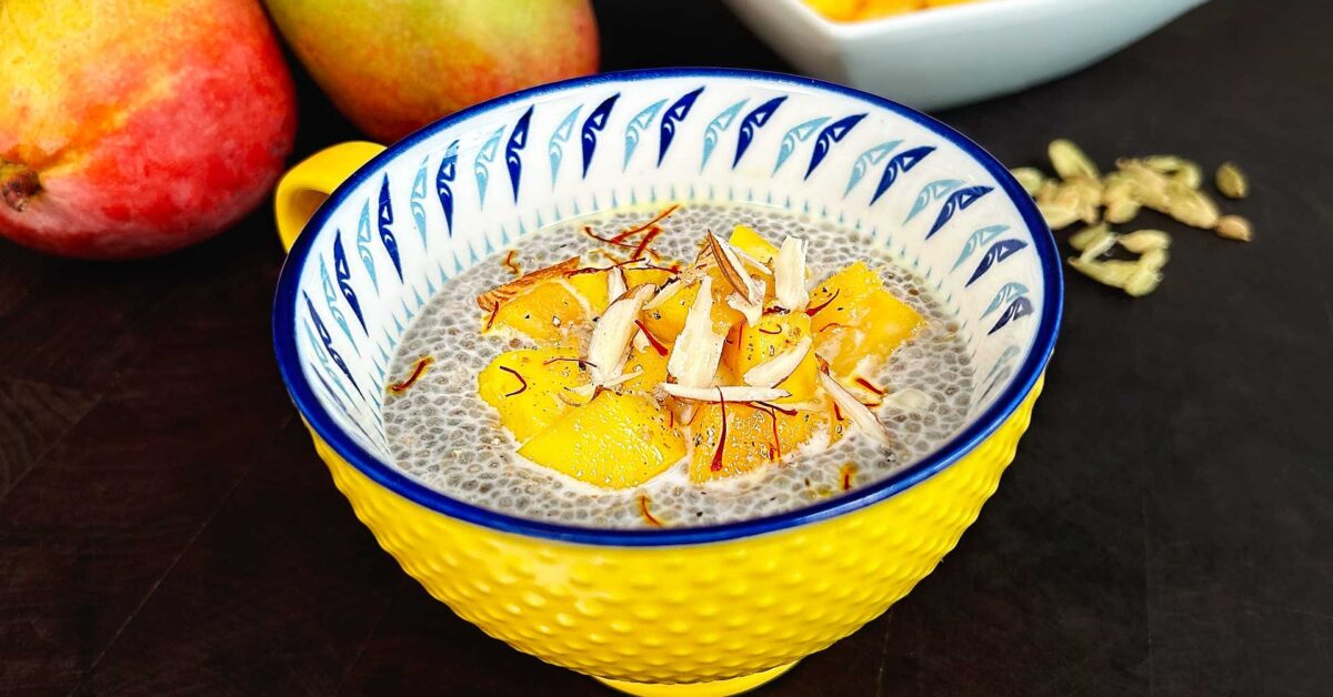 Incredibly delicious healthy breakfast! Mango Cardamom Chia Pudding is a delightfully scrumptious healthy treat for breakfast, snack or even dessert! vegan dessert, vegan breakfast, dairy free pudding, dairy free breakfast, dairy free dessert, kid friendly recipe, allergen friendly,