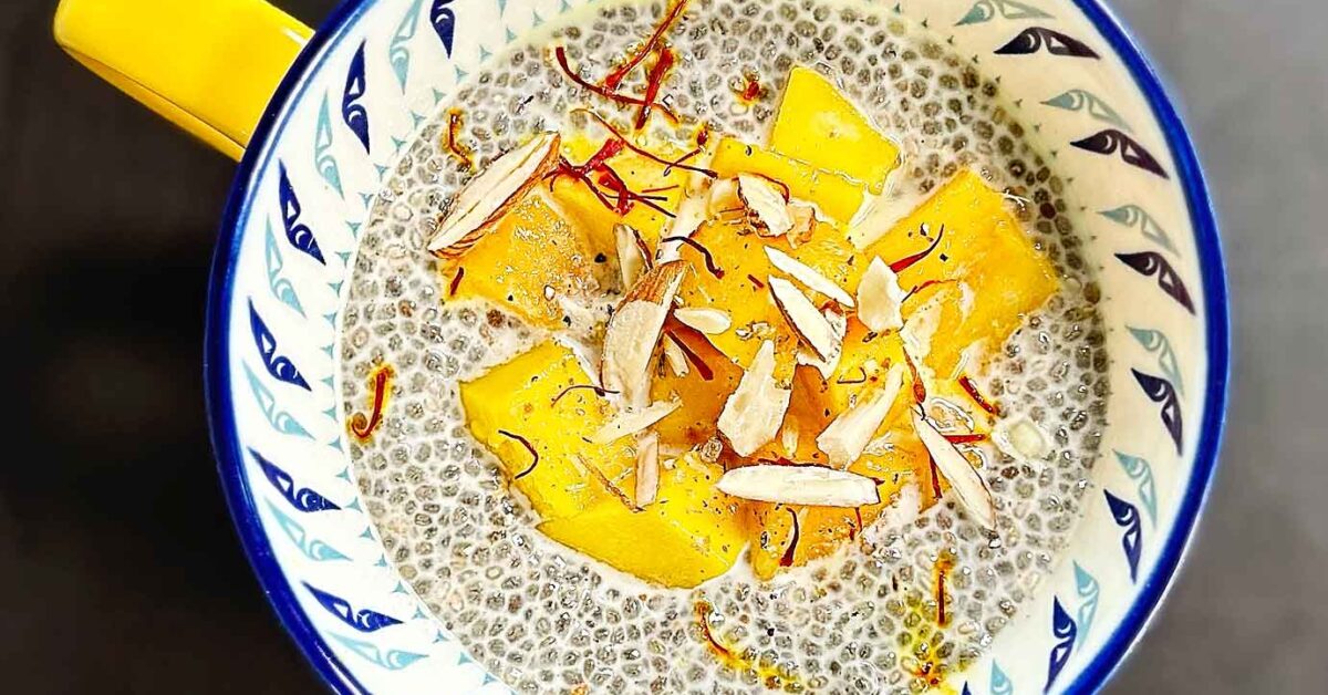 Incredibly delicious healthy breakfast! Mango Cardamom Chia Pudding is a delightfully scrumptious healthy treat for breakfast, snack or even dessert! vegan dessert, vegan breakfast, dairy free pudding, dairy free breakfast, dairy free dessert, kid friendly recipe, allergen friendly,