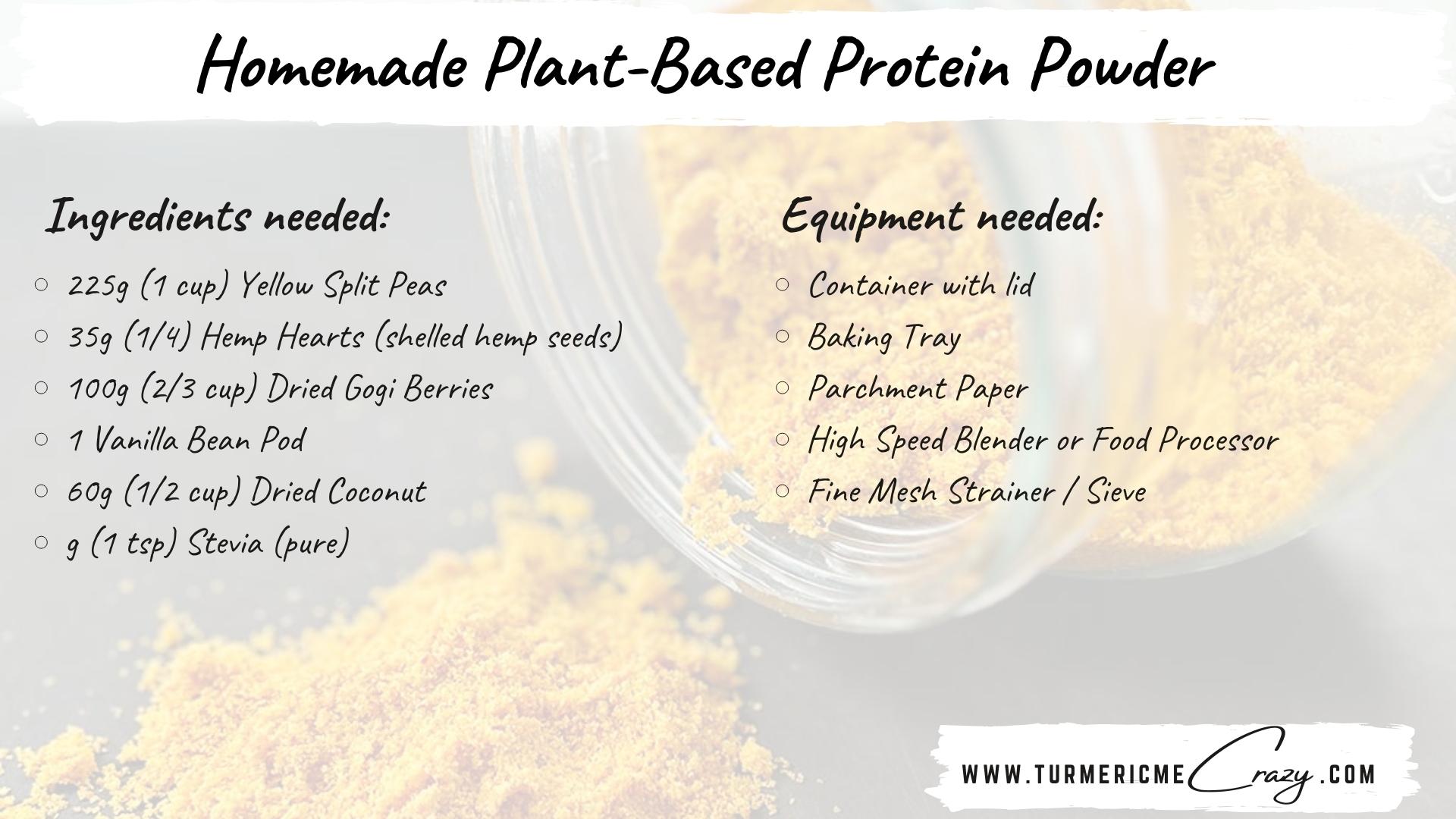 Stop spending crazy amounts on vegan protein powder and easily make your own! Bursting with flavour and full of goodness this plant-based protein powder is a must try for the whole family! With NO added sugars, sneak in some extra goodness into your families smoothies today! This incredibly delicious homemade protein powder is packed with nutrition and high in protein, dietary fiber, iron, vitamin A, Vitamin C and antioxidants! To top it off, it is incredibly delicious! Give it a try! I created this recipe to use the same healthful ingredients as the SUNWARRIOR brand - Warrior Blend. The ingredients in my homemade version have not been processed at all, therefore the pea protein includes the fiber (which I think is a good thing)! #homemadeproteinpowder #plantbasedprotein #peaprotein #veganproteinpowder #proteinpowder #plantbased #plantbaseddiet #homemadeprotein #plantbasediet #naturalprotein #veganrecipes #savemoney #plantbasedcooking #plantbasedfoods #plantbasedfamily #diyrecipes #glutenfreerecipes #glutenfreeliving #glutenanddairyfreerecipes #homemadepeaprotein