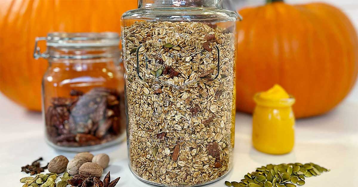 Get ready to savor the flavors of autumn with our delightful Pumpkin Spice Granola recipe. Packed with wholesome ingredients and warm, aromatic spices, this homemade granola is the perfect way to welcome the fall season into your breakfast routine. Pumpkin Spice Granola, Fall Recipe, Homemade Granola, Nutrient-Rich, Wholesome Ingredients, Aromatic Spices, Breakfast, Autumn Flavours.
