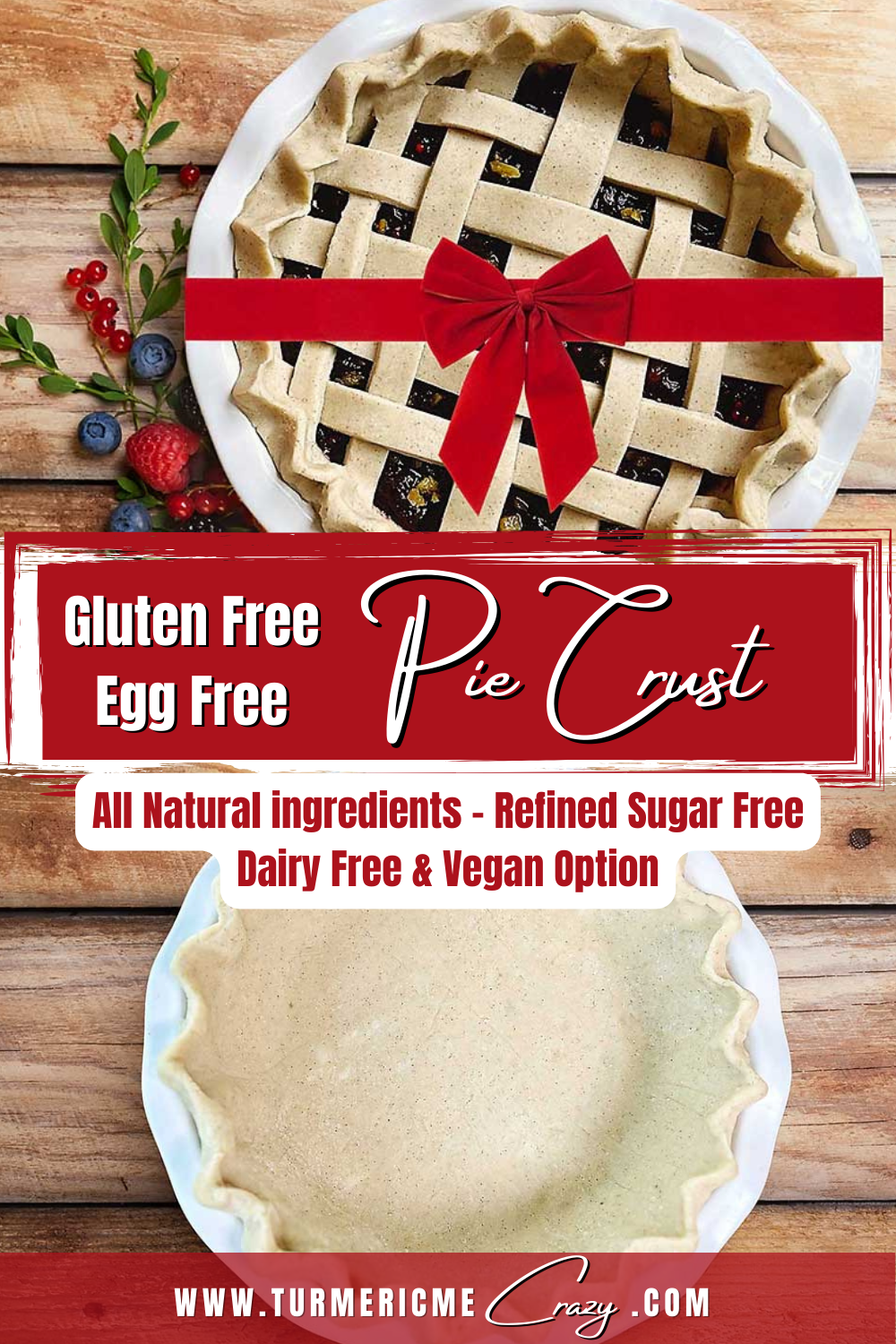 Indulge in the perfect pie experience with our gluten-free, egg-free pie crust recipe. Impossibly flaky, delightfully flavourful, and free from gluten, eggs or xanthan gum! With just 7 natural and simple ingredients, this easy pie crust is a dream. Discover the secret to a crust that's both wholesome and irresistible. Plus, I'll also show you my fool proof rolling & transferring technique, how to form a fluted pie rim and how to make a lattice pie crust top! #glutenfreeeggfreepiecrust #easypiecrust #easyglutenfreepiecrust #thanksgivingpie #Christmaspie