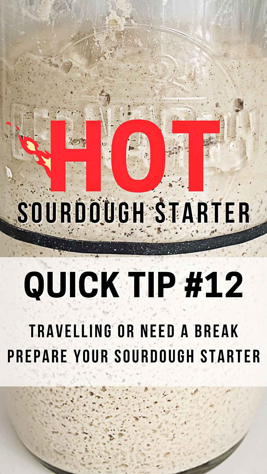 Going on vacation? Need a break from caring for your sourdough starter? In this quick tip learn how to prepare your sourdough starter for a period of inactivity or dormancy while you are away! sourdough starter tips