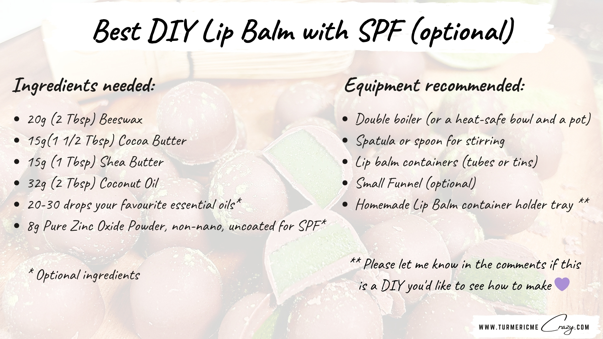 Discover the ultimate DIY lip balm recipe with optional SPF! Learn how to make a nourishing, all-natural lip balm that protects and hydrates your lips. Perfect for any season, this easy-to-follow guide will show you how to customize your lip balm with your favourite scents and SPF for added sun protection. #lipcare #homemadelipbalm