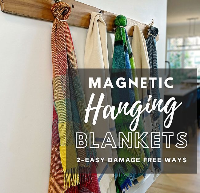 DIY tutorial on creating magnetic hanging blankets—the perfect solution for adding warmth, coziness, and style to any room! Whether you want extra insulation for winter, a soundproofing solution, a way to display your gorgeous blankets, or a unique decorative piece, this project has you covered. #diy #diyhomedecor #hangingblankets #magnets