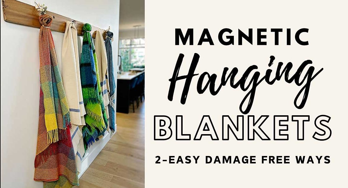 DIY tutorial on creating magnetic hanging blankets—the perfect solution for adding warmth, coziness, and style to any room! Whether you want extra insulation for winter, a soundproofing solution, a way to display your gorgeous blankets, or a unique decorative piece, this project has you covered. #diy #diyhomedecor #hangingblankets #magnets