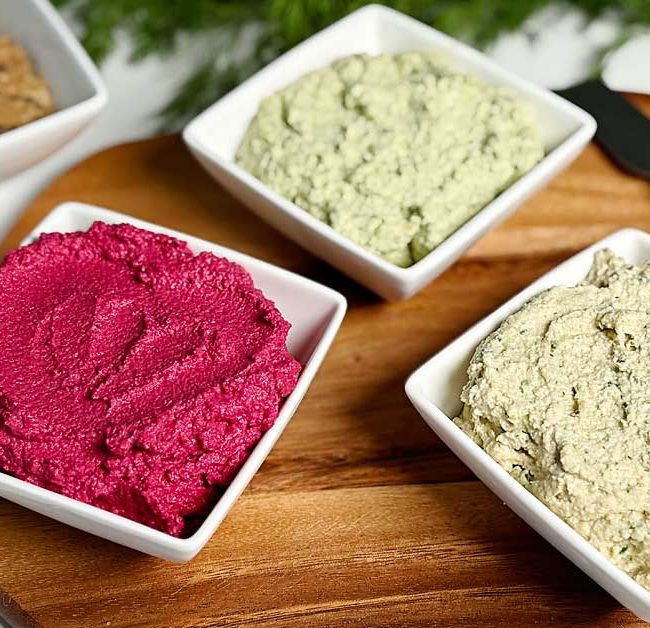 3 creamy and delicious cashew dips! Perfect for dipping veggies, spreading on sandwiches, or drizzling over bowls, these dairy-free dips are packed with flavor and easy to make.