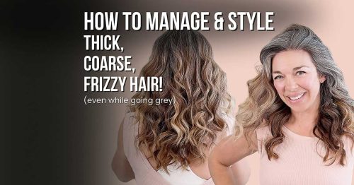 Do you have thick, coarse hair that can be frizzy and unruly? This video will show you how to maintain, dry it and curl it to make it last 5 days, even if it is greying.