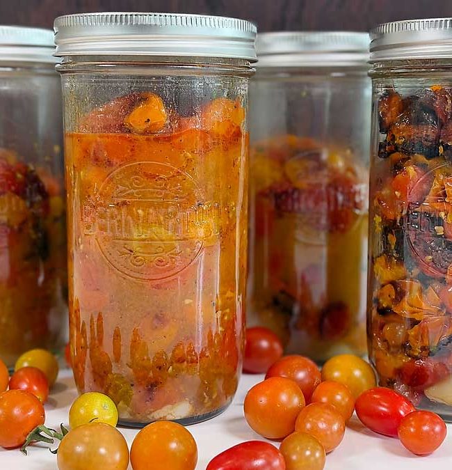 Got too many tomatoes from your garden? Learn how to make fire roasted tomatoes at home using the oven or grill! Fire roasted tomatoes taste better than store-bought cans, as roasting brings out a smoky, rich flavor that makes your tomatoes perfect for soups, sauces, chili, salsa, and more. Plus, it’s one of the easiest ways to preserve your tomato harvest—freeze them, or refrigerate them so you can enjoy your summer harvest long after the season ends.