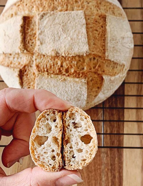 This simple Sorghum Flour Sourdough Bread Recipe is free of most common allergens & is vegan! It is super easy to make and includes a timeline to help guide you along the way! Even make it RICE FREE Sourdough with my easy substitutions. Gluten free sorghum sourdough, gluten free sourdough, sorghum flour recipe, sorghum flour bread, gluten free baking
